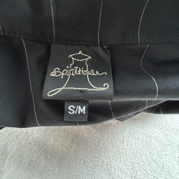 SpiritHouse Women’s Asymmetric Pinstripe Shirt Black Art to Wear Button-Up S/M - Picture 3 of 10